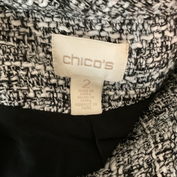 Chico’s size 2 Elegant Tweed Jacket with Ruffle Sleeves - Picture 7 of 9